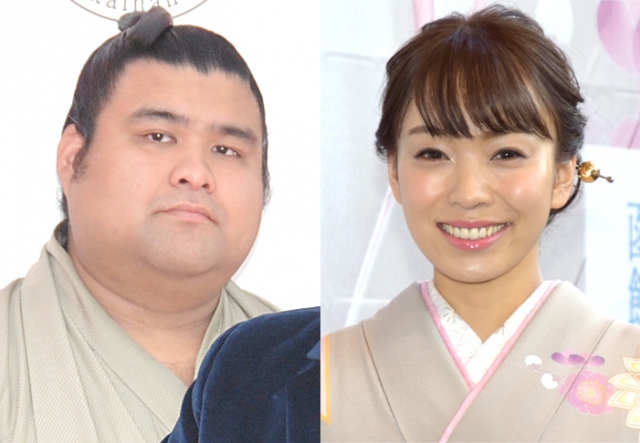 婚約を発表した(左から)高安関、杜このみ(C)ORICON NewS inc.