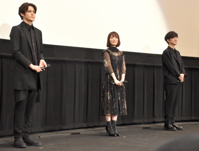 『羅小黒戦記ぼくが選ぶ未来』舞台あいさつに登壇した(左から)宮野真守、花澤香菜、櫻井孝宏 (C)ORICON NewS inc.