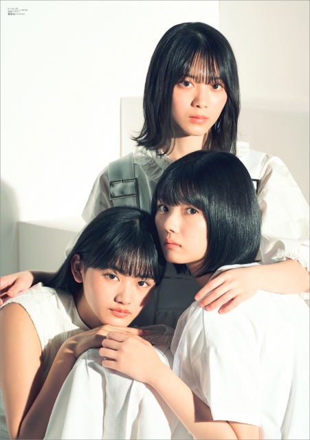 『B.L.T.2021年1月号』(東京ニュース通信社刊)表紙を飾る櫻坂46(上から)森田ひかる、藤吉夏鈴、山崎天