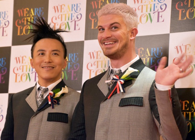 結婚披露宴を行った(左から)レスリー・キー、ジョシュア・ヴィンセント・オッグ (C)ORICON NewS inc.