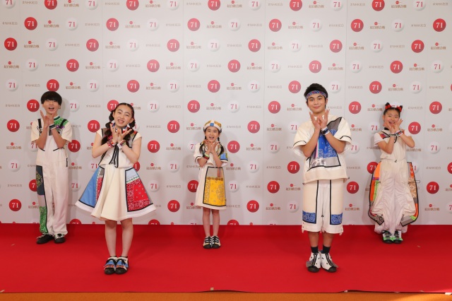 『第71回紅白歌合戦』のリハーサルに参加したFoorin(左から)たける、もえの、ちせ、ひゅうが、りりこ(C)NHK