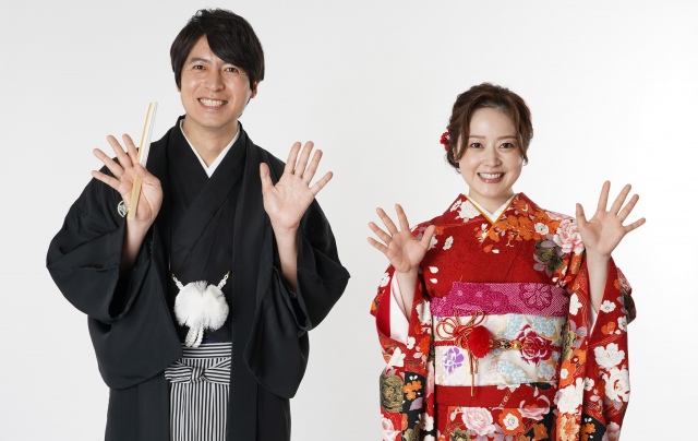 『あっぱれ福袋TV』の司会を務める桝太一アナ、水卜麻美アナ(C)日本テレビ