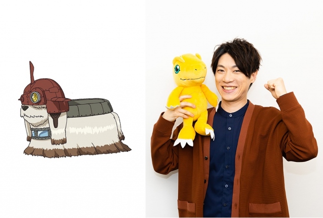 横山だいすけ(右)と、演じる新デジモン「コモンドモン」
