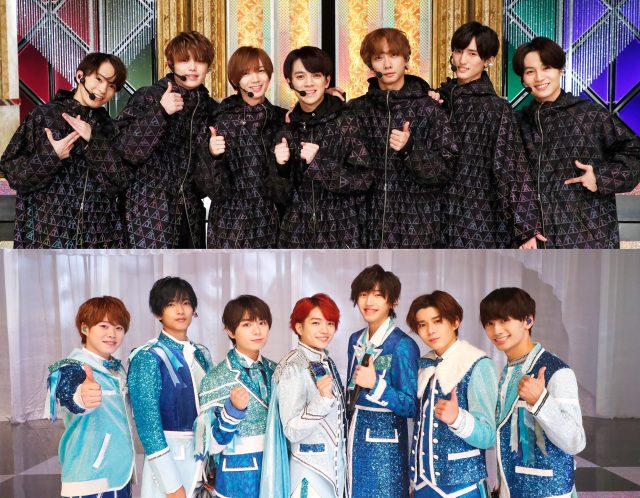 9日放送『MUSIC STATION×ジャニーズJr. DVD発売記念SP』に出演する(上)Travis Japan、(下)なにわ男子 (C)テレビ朝日