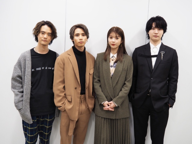 ドラマ『3Bの恋人』メインキャスト(左から)HIROSHI(FIVE NEW OLD)、神谷健太(THE RAMPAGE from EXILE TRIBE)、馬場ふみか、桜田通 (C)ORICON NewS inc.