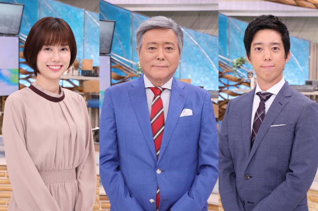 『情報プレゼンター とくダネ!』の司会を務める(左から)山崎夕貴アナ、小倉智昭、立本信吾アナ(C)フジテレビ
