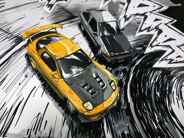 『頭文字D』のような”漫画風塗装”を施したカープラモデル 制作・写真提供/SHINGA氏