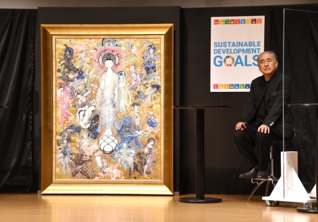 お披露目された天野喜孝氏が手掛けた法華経画 (C)ORICON NewS inc.