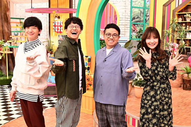 『よるのブランチ』レギュラー化で意気込みを語った(左から)向井慧、亜生、昴生、野村彩也子アナ (C)TBS