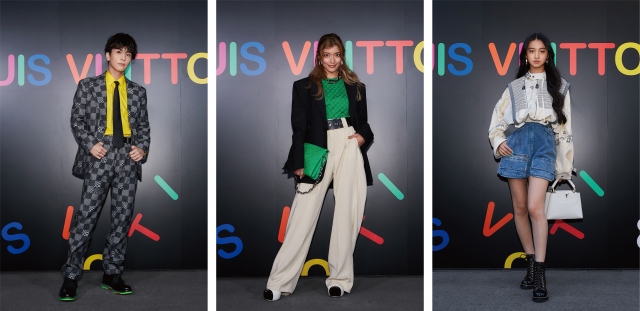『LOUIS VUITTON &』プレスプレビューに出席した(左から)岩田剛典、ローラ、 Koki,(C)LOUIS VUITTON