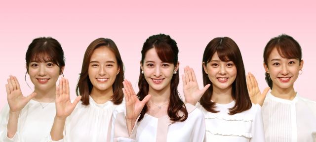 4月からの『Oha!4』各曜日を担当する(左から)佐藤真知子、忽滑谷こころ、後呂有紗、佐藤梨那、杉原凛 (C)日本テレビ