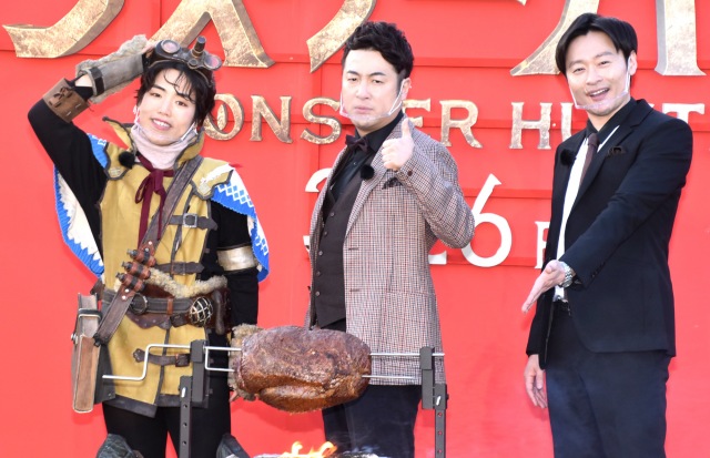 映画『モンスターハンター』公開直前イベントに出席した(左から)ゆりやんレトリィバァ、水田信二、川西賢志郎 (C)ORICON NewS inc.