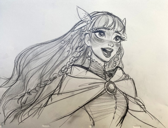 『竜とそばかすの姫』より主人公・歌姫ベルのキャラクターデザインボード (C)2021 スタジオ地図