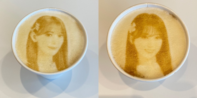 HKT48カフェで展開される宮脇咲良(左)と矢吹奈子のラテアート(C)SoftBank HAWKS
