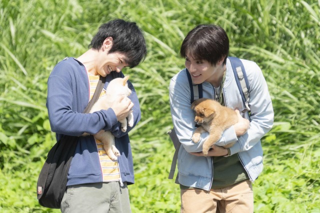 映画『犬部!』(7月22日公開)(左から)主人公・花井颯太(林遣都)、柴崎涼介(中川大志) (C)2021『犬部!』製作委員会