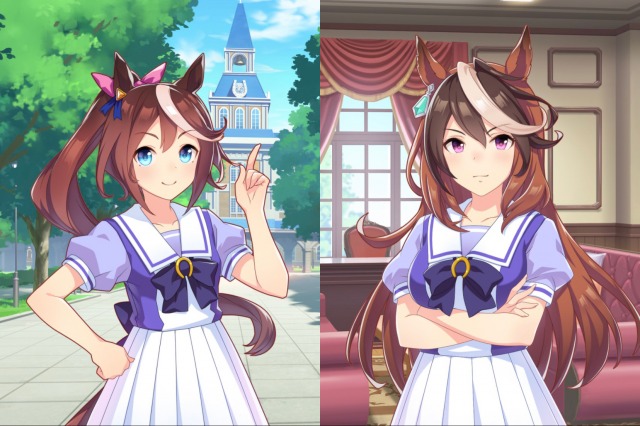 『ウマ娘』の登場キャラクター(左から)トウカイテイオー、シンボリルドルフ