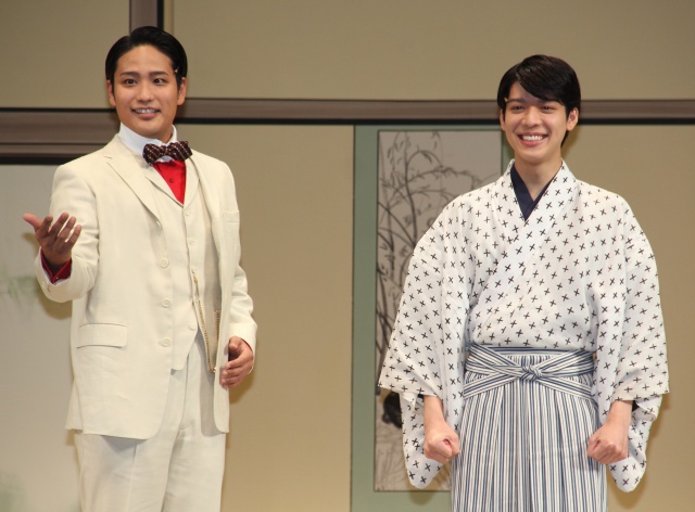 舞台『赤シャツ』取材会に登場したジャニーズWESTの桐山照史、Sexy Zoneの松島聡 (C)ORICON NewS inc.
