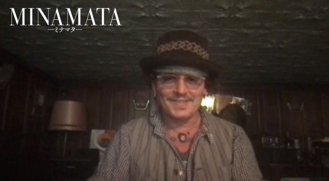 オンラインで取材に応じるジョニー・デップ=映画『MINAMATA-ミナマタ-』(9月23日公開) (C)Larry Horricks