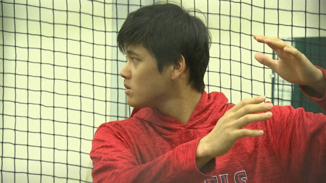 バッティングのトレーニングをする大谷翔平選手(2018年11月) (C)NHK