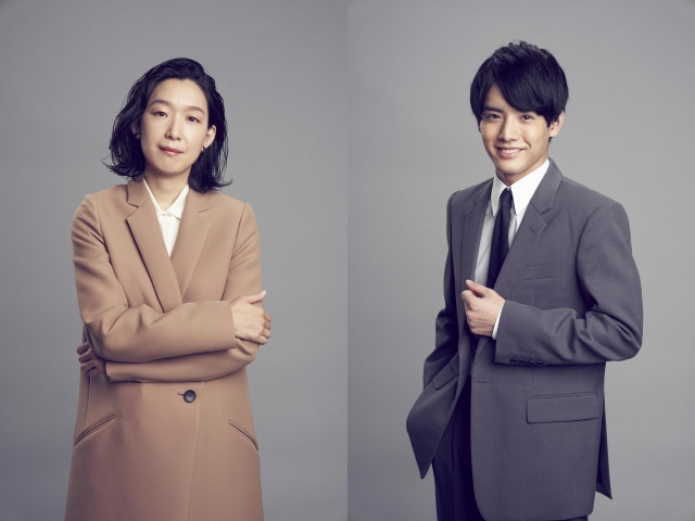 木曜劇場『SUPER RICH』に出演する(左から)江口のりこ、赤楚衛二(C)フジテレビ