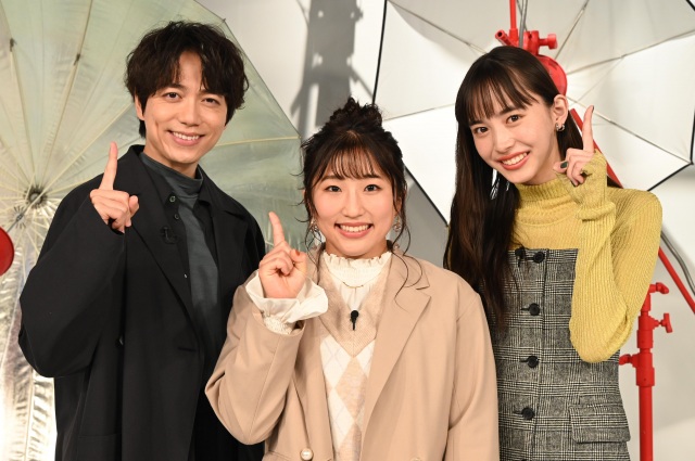14日放送の『おしゃれクリップ』に出演する須崎優衣(中央)とMCの山崎育三郎、井桁弘恵 (C)日本テレビ