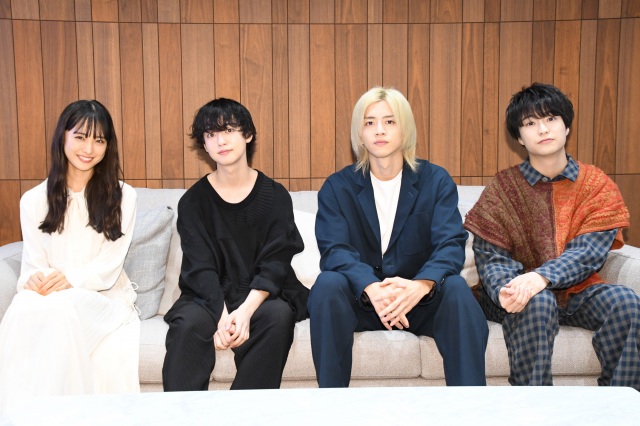 連続オーディオドラマに出演する(左から)大友花恋、ゆうたろう、飯島寛騎、田中雅功 (C)ORICON NewS inc.