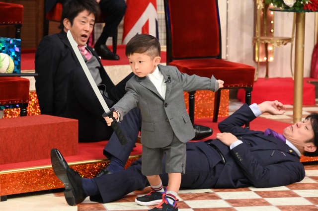 『人生が変わる1分間の深イイ話×しゃべくり007 合体SP』の『しゃべくり007』ブロックに登場する歌舞伎俳優・中村獅童の息子で、歌舞伎界のプリンス陽喜くん(C)日本テレビ