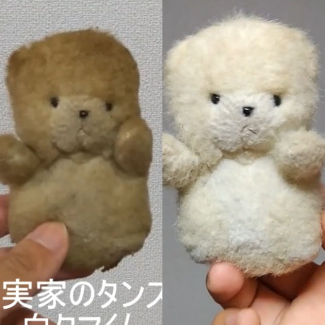 15年間しまわれていたぬいぐるみを洗ってあげると真っ白に(C)こいつたちがいる!