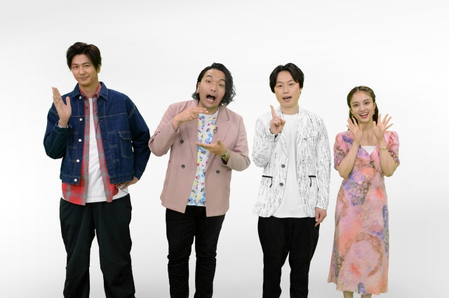 15日放送の『発見!張り込みグルメ』に出演する(左から)速水もこみち、盛山晋太郎、リリー、谷まりあ(C)ABCテレビ
