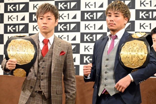 『K-1 WORLD GP 2022 JAPAN』記者会見に出席した（左から）武尊、軍司泰斗 （C）ORICON NewS inc.の画像
