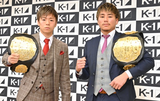 『K-1 WORLD GP 2022 JAPAN』記者会見に出席した（左から）武尊、軍司泰斗 （C）ORICON NewS inc.の画像