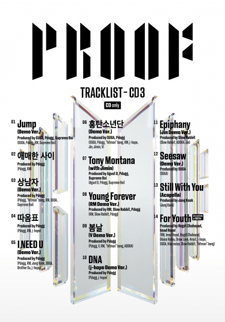BTSの新アルバム『Proof』 CD3のトラックリスト（P）&（C）BIGHIT MUSICの画像