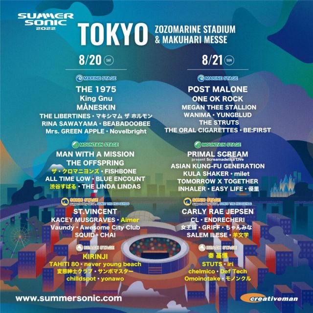 『SUMMER SONIC 2022』東京（千葉）会場の最新ラインナップの画像
