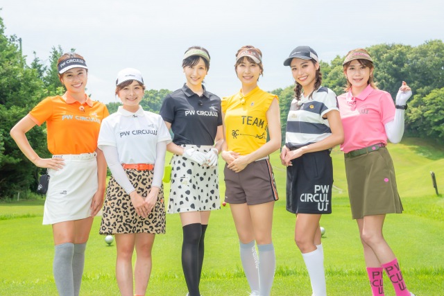 『ゴルフ女子 ヒロインバトル』に出演する（左から）奈奈、なみき、横山ルリカ、米澤有プロ、星向日葵、石井由希子の画像