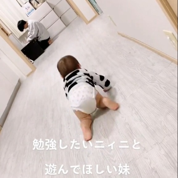 勉強したい16歳兄 VS 遊びたい1歳妹の甘いバトル＆高3兄の授業参観に来