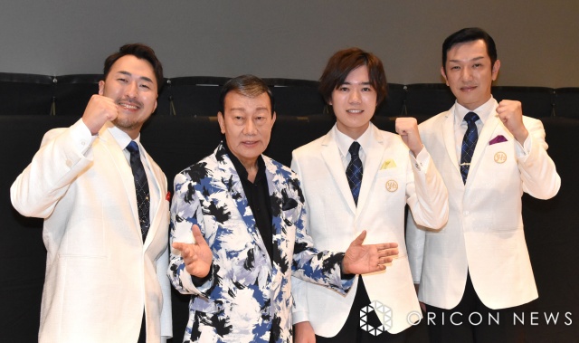 『橋幸夫フィルムコンサート』公演前取材に出席した（左から）進公平、橋幸夫、徳岡純平、小牧勇太 （C）ORICON NewS inc.の画像